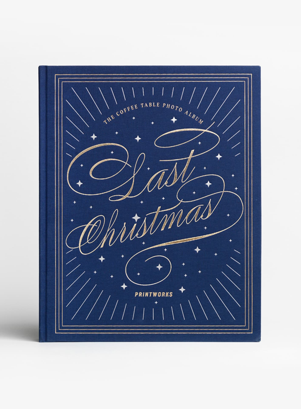 Coffee Table Fotoalbum Last Christmas in Navy mit Goldschrift
