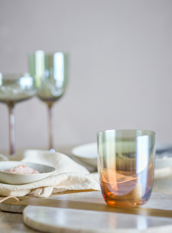 Bronzefarbene Trinkgläser mit Perlmuttkante (4er-Set)