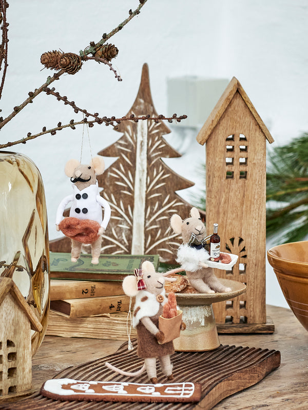 Wollmäuse-Ornament in natur aus Wolle