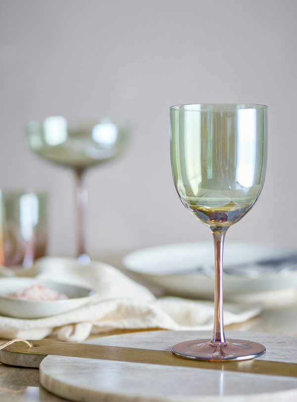 Bronzefarbene Weingläser mit Perlmuttkante (4er-Set)