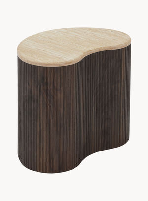 Cadiz Beistelltisch in Travertinoptik Dunkelbraun