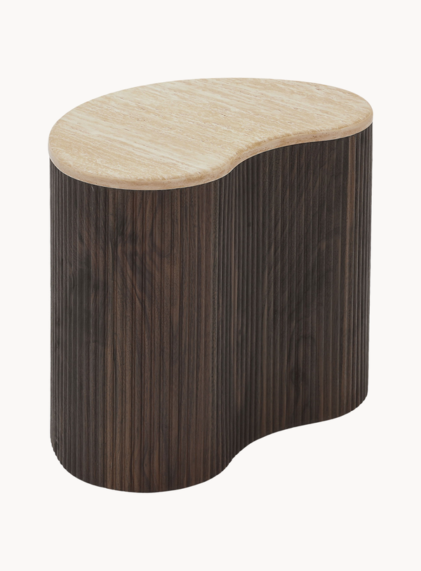 Cadiz Beistelltisch in Travertinoptik Dunkelbraun