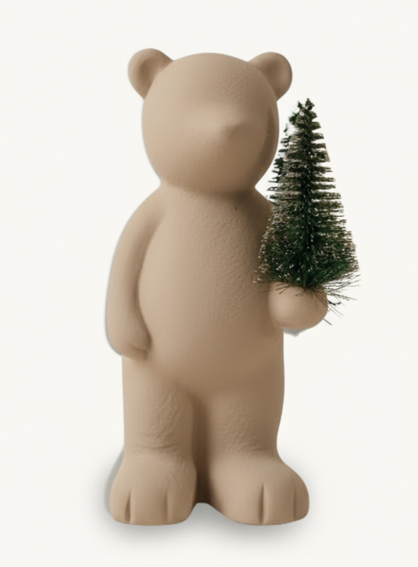 Keramikbär in Beige und Grün