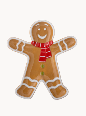 Lebkuchenmann Servierplatte in Braun aus Keramik