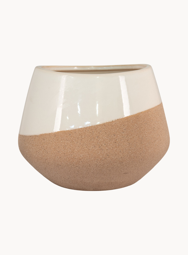 Blumentopf aus Keramik in Beige und Braun