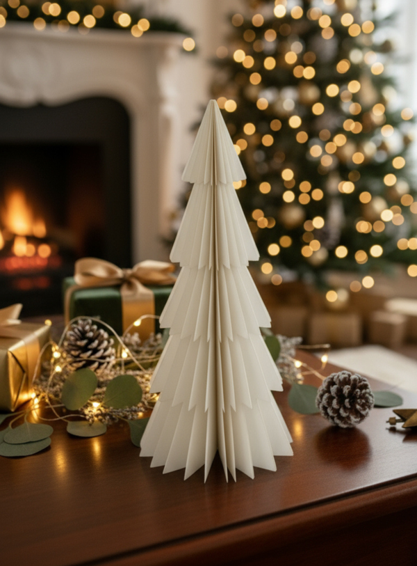 Papier-Tannenbaum in Creme