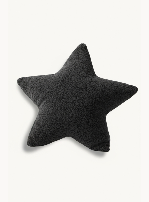 Weiches Sternkissen aus Plüsch in Grau