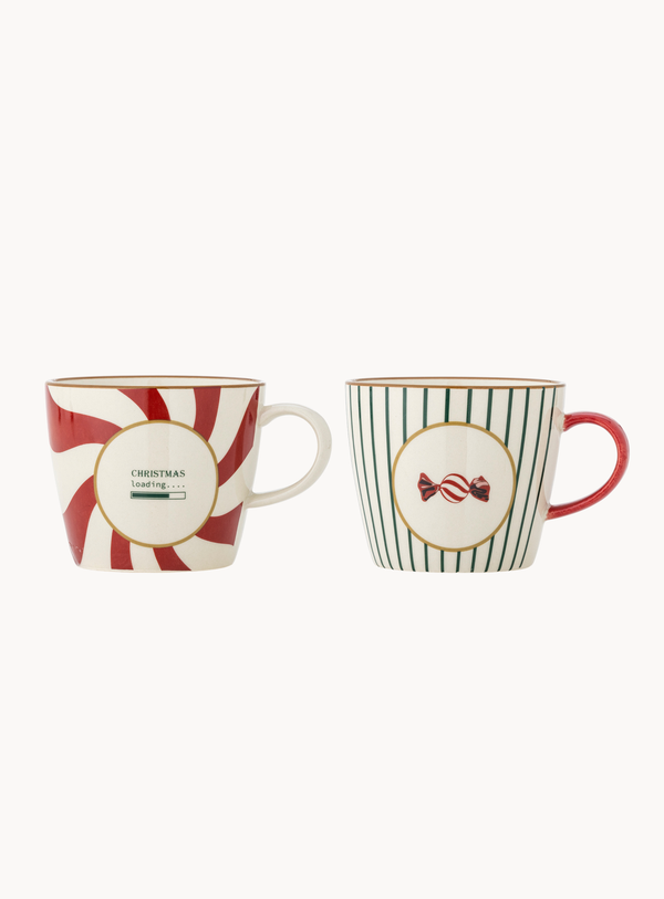 Becher im Zweierset in natur aus Steingut