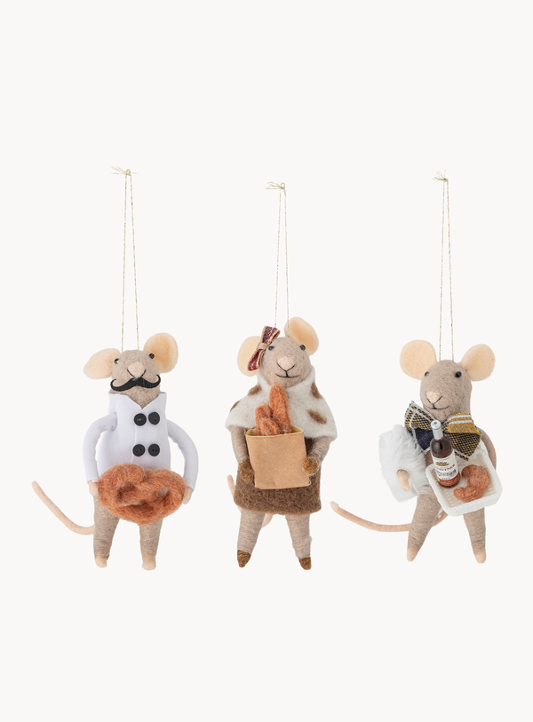 Wollmäuse-Ornament in natur aus Wolle