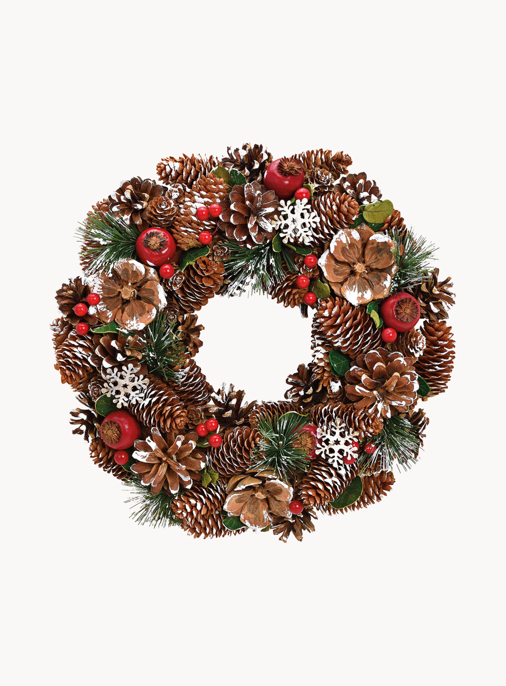 Weihnachtskranz aus Holz in Braun Rot Grün