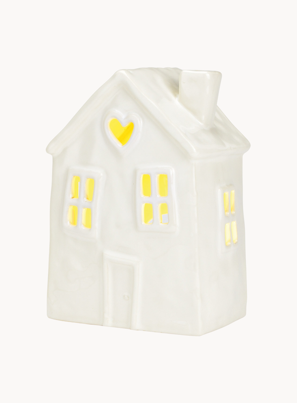 Lichthaus aus Steingut in Weiß