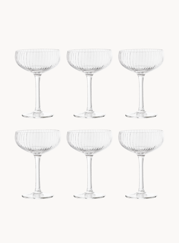 Mundgeblasene Champagnergläser aus Klarglas (6er-Set)