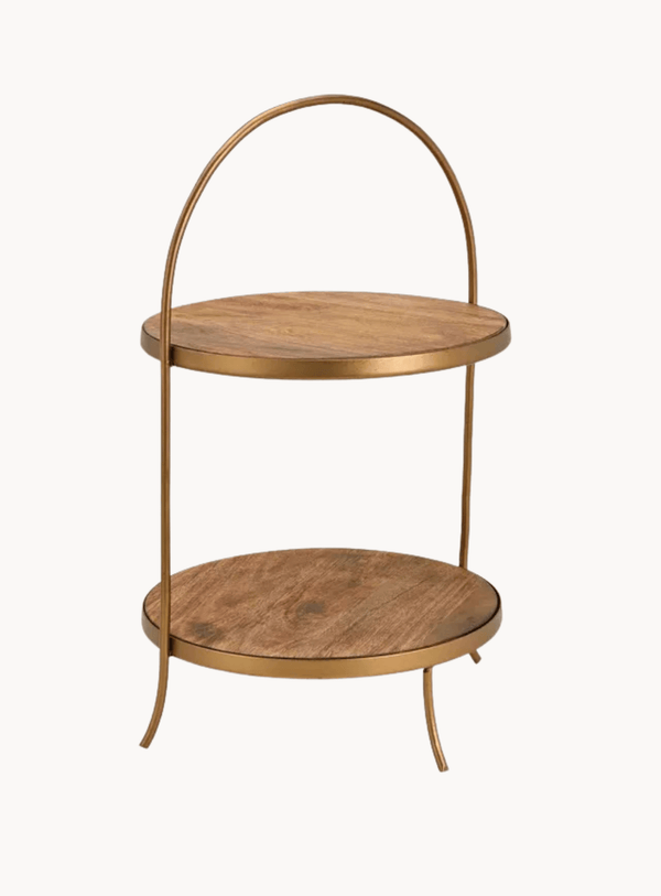 Etagere 2er aus Mangoholz und Metall in Braun