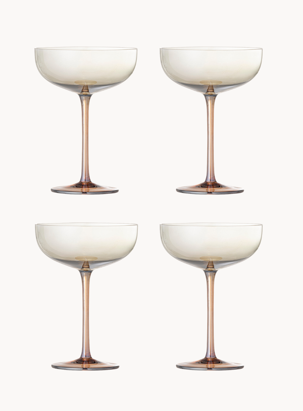 Aston Cocktailglas in Bronze aus Glas, 4er-Set